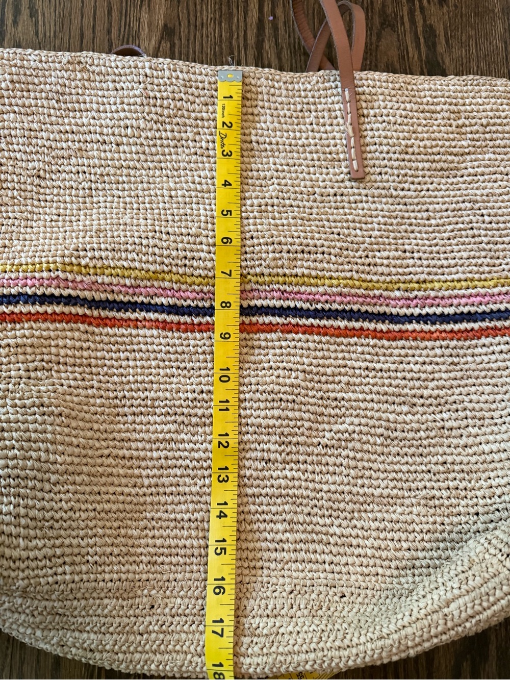 Velvet by Graham and Spencer Woven Straw Tote Bag with Multicolor Stripe Ez Fix - Picture 9 of 11